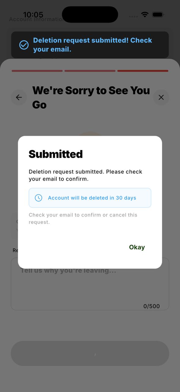 Confirmation popup